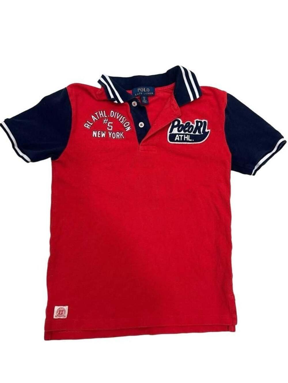 Polo Ralph Lauren Polo Shirt Size 8 Red Blue New York Athletic Patch